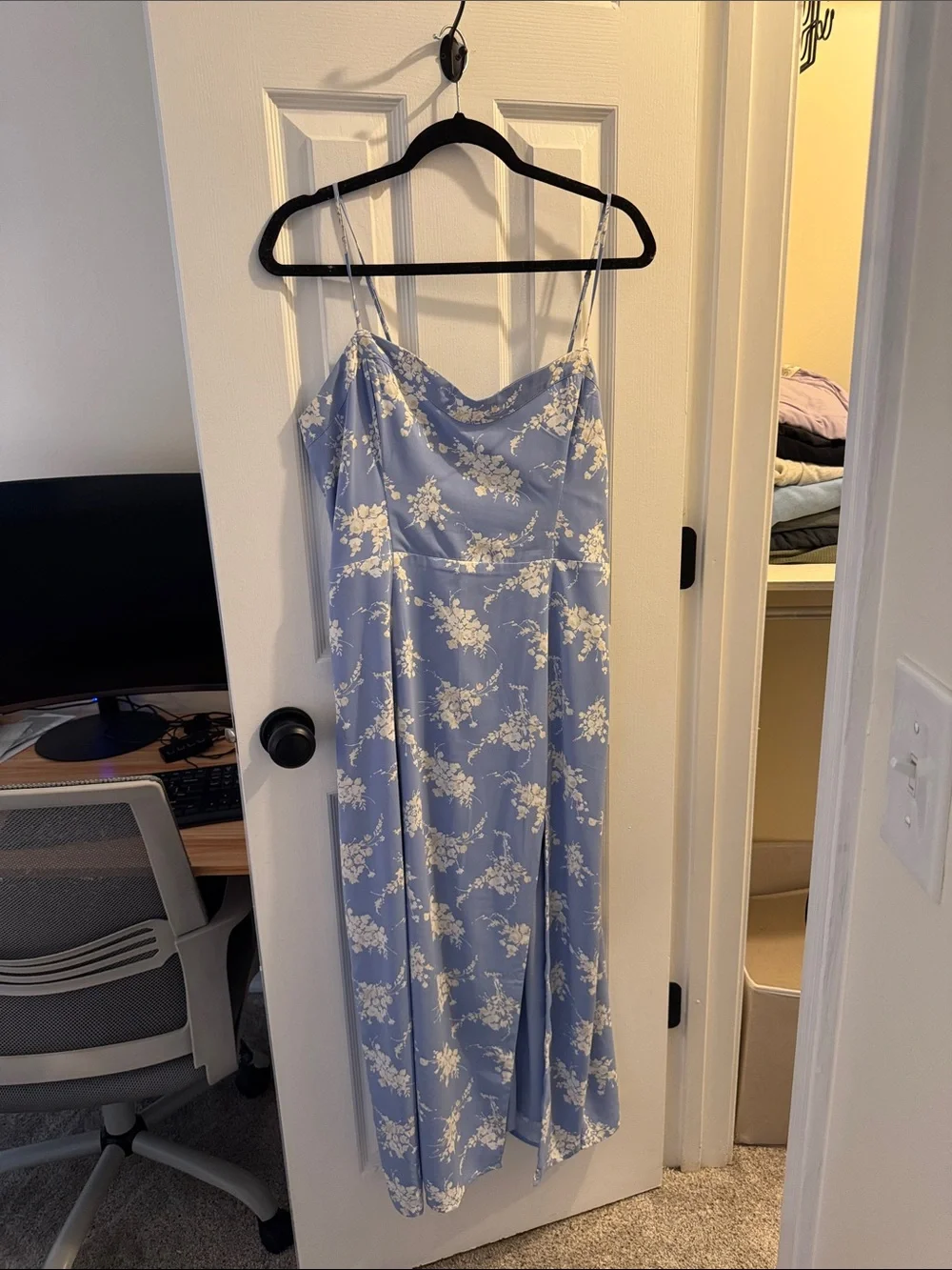 Abercrombie & Fitch Light Blue Floral Slip Maxi Dress
